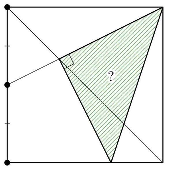 Math puzzle: Find the fraction of the square area that is hatched